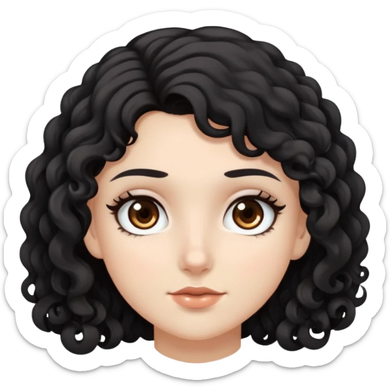 A white pretty girl with long black hair and dark brown eyes, and anotherwhite  pretty girl with short curly dark brown hair and dark brown eyes sticker