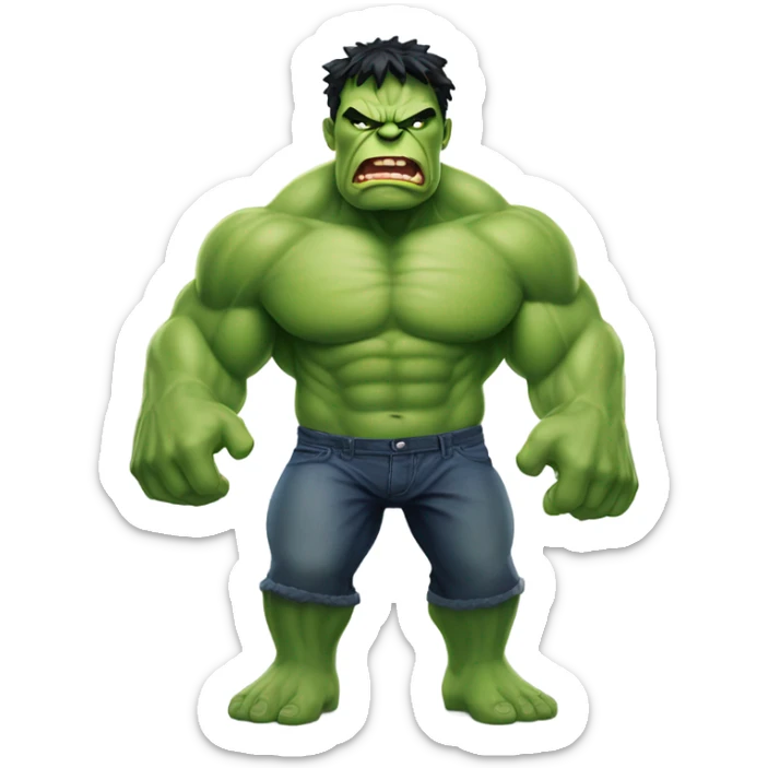 🟢👺😂 The green "Hulk" emoji represents the Hulk character. The angry face emoji shows the Hulk's signature fierce expression. And the laughing face emoji conveys that the Hulk's face or actions are funny. sticker