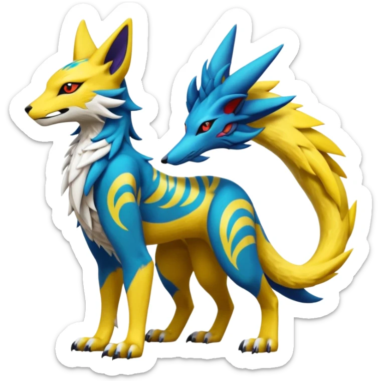Tribal Tropical Renamon-Zeraora-Bastet-Latias-Vernid-Sergal-fusion-hybrid-creature sticker