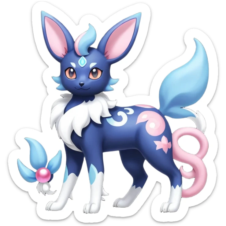 Nebulae Noibat-Sylveon-Meowstic-Umbreon-Fakémon-hybrid-creature (full body)  sticker