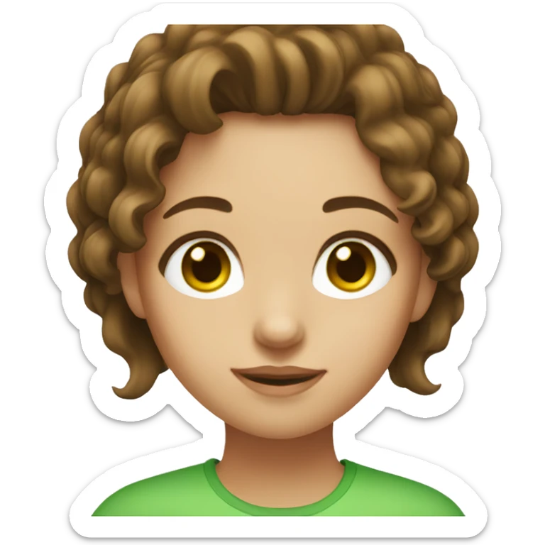 girl with brown hair and highlights with green eyes  sticker