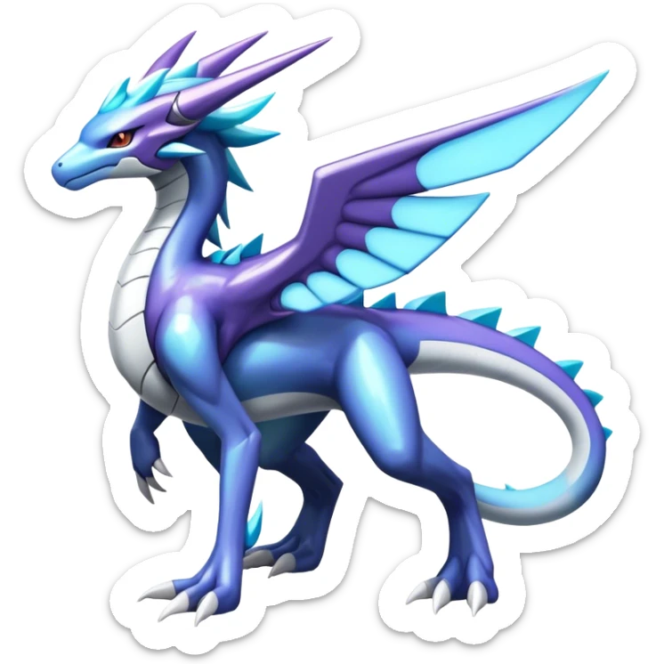  Cool Edgy Shiny Godly Ethereal Futuristic Legendary Digimon-Suicune-Dialga-Kyurem-Latios-Reptile, full body, four legs sticker