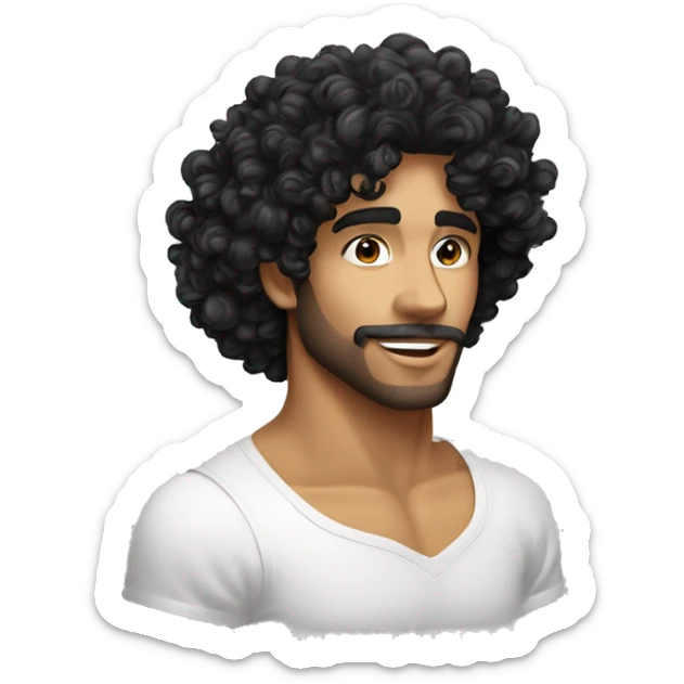 Un chico hombre piel blanca cabello curly color negro lanzando un beso  sticker