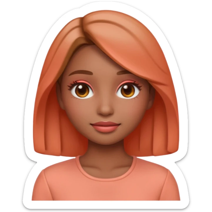 Create an emoji of  women“Create a female emoji in Spring Personal Color tone — warm, bright colors, peach makeup, light brown hair, coral outfit, soft glowing lighting, cute 3D emoji style.” sticker