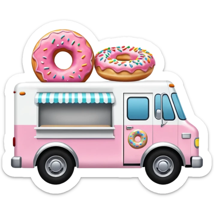 big donut truck with donut decals, frosting decals and sprinkle decals sticker