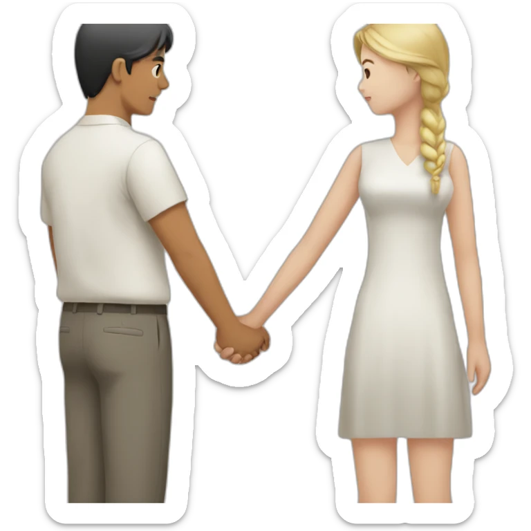 Asian male white female holding hands sticker