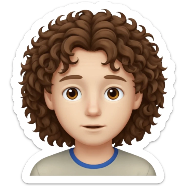 boy,  brown hair, curly hair, brown eyes, pale skin, , hair sticker