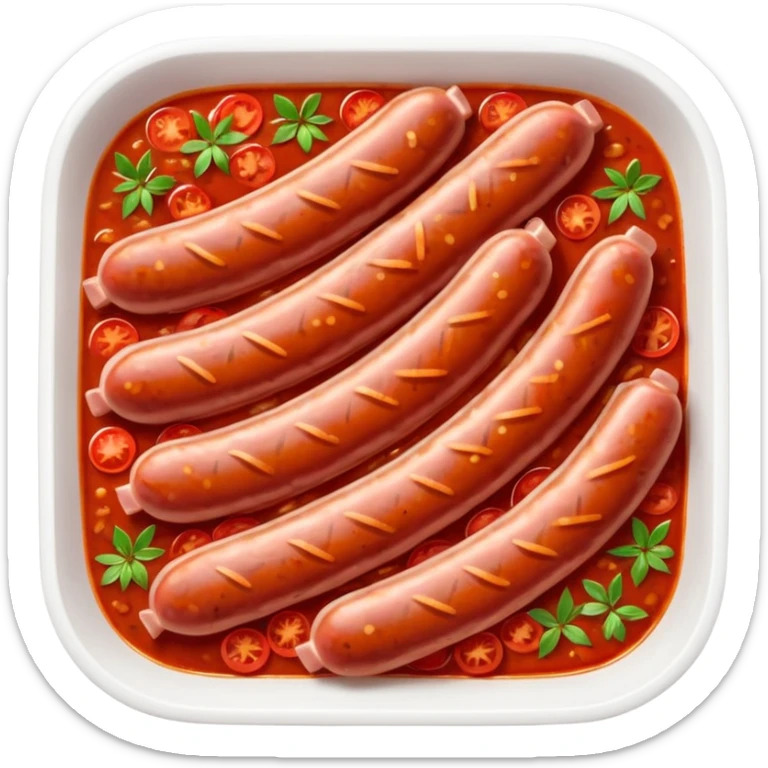emoji of Rougail saucisse meal. Typical Reunion island meal consisted of Sliced sausage in tomato sauce (strong red color) with thym  sticker