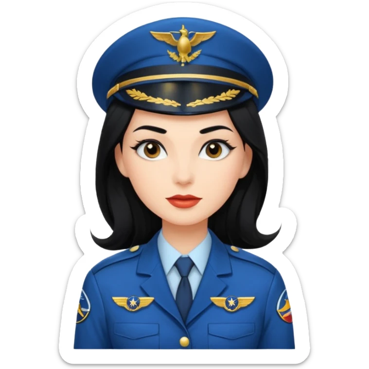 Femme cheveux long noir travaille dans le domaine de l'aéronautique sourcils plus fournis makeup clean sticker