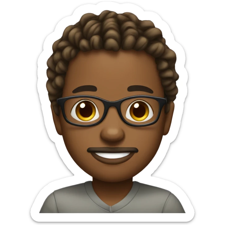 young african american with two-strand twists, glasses, and a baby goatee sticker
