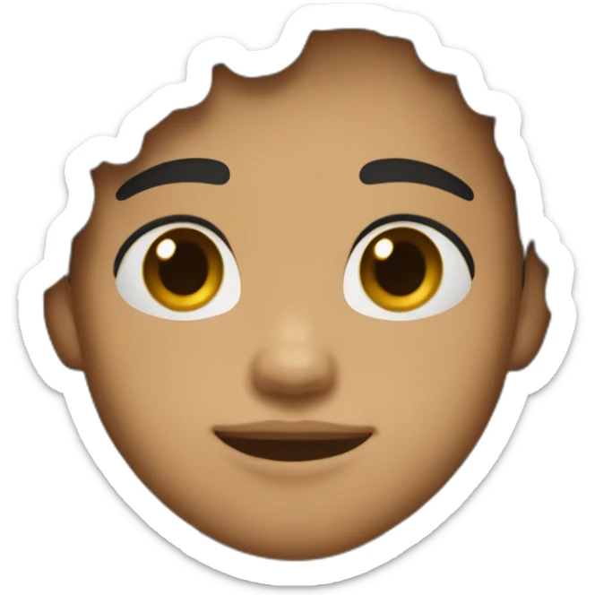 20 year old , black long hair , light brown skin tone with xegon shape face with chubby cheeks  sticker