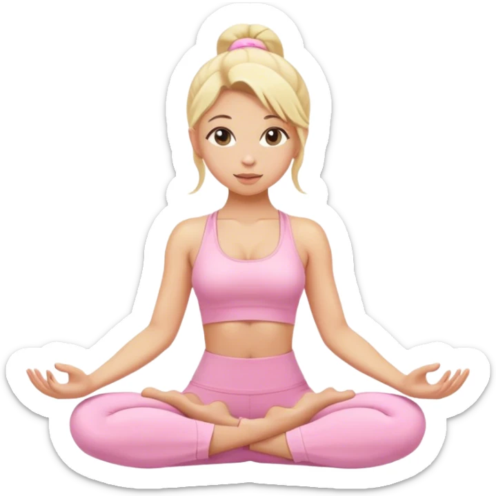 blonde yoga girl light pink clothes n sticker
