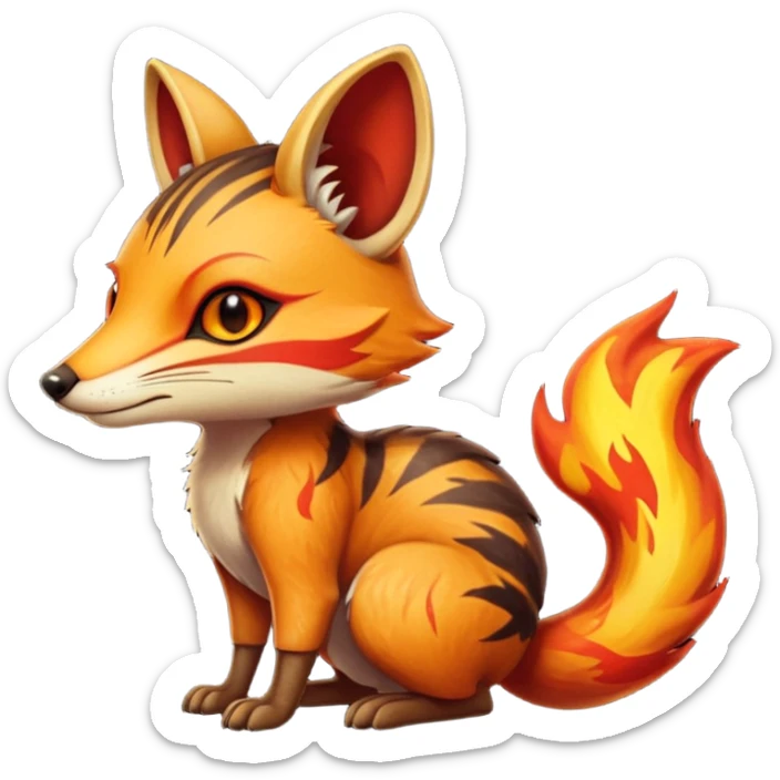 Fiery Wicked Cool Hot Edgy Badass Genet-Numbat-Fox-Vernid-fusion-hybrid-creature sticker