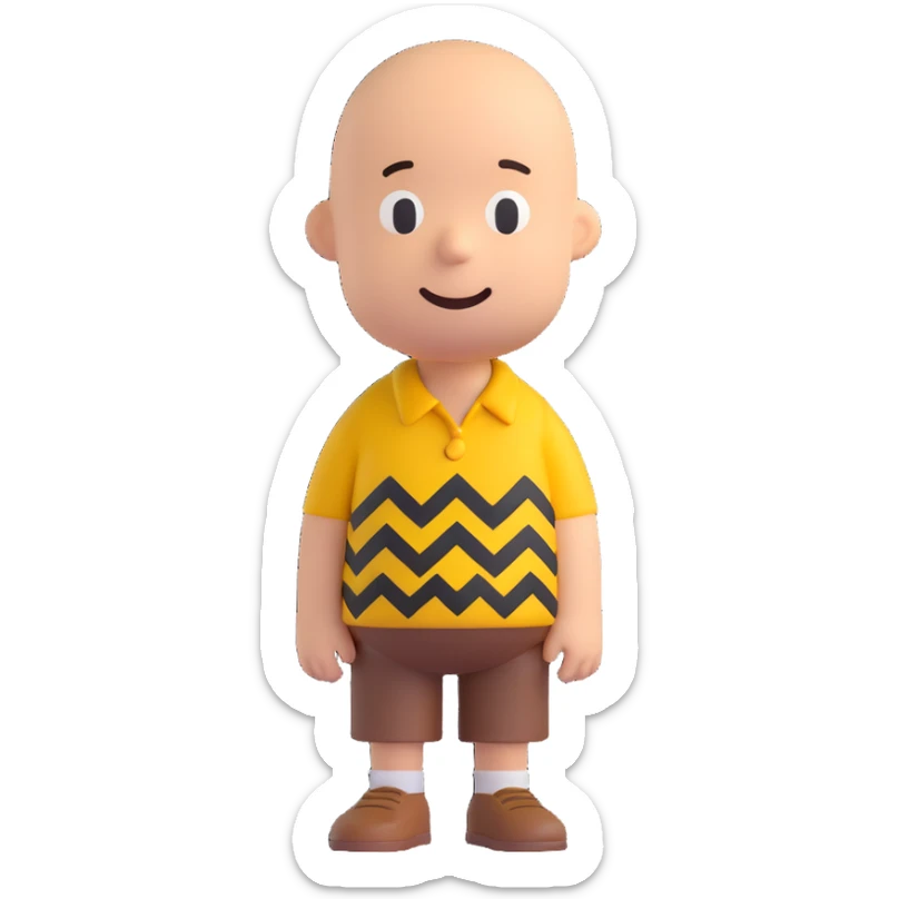 Charlie Brown 3D emoji style yellow zigzag shirt simple background sticker