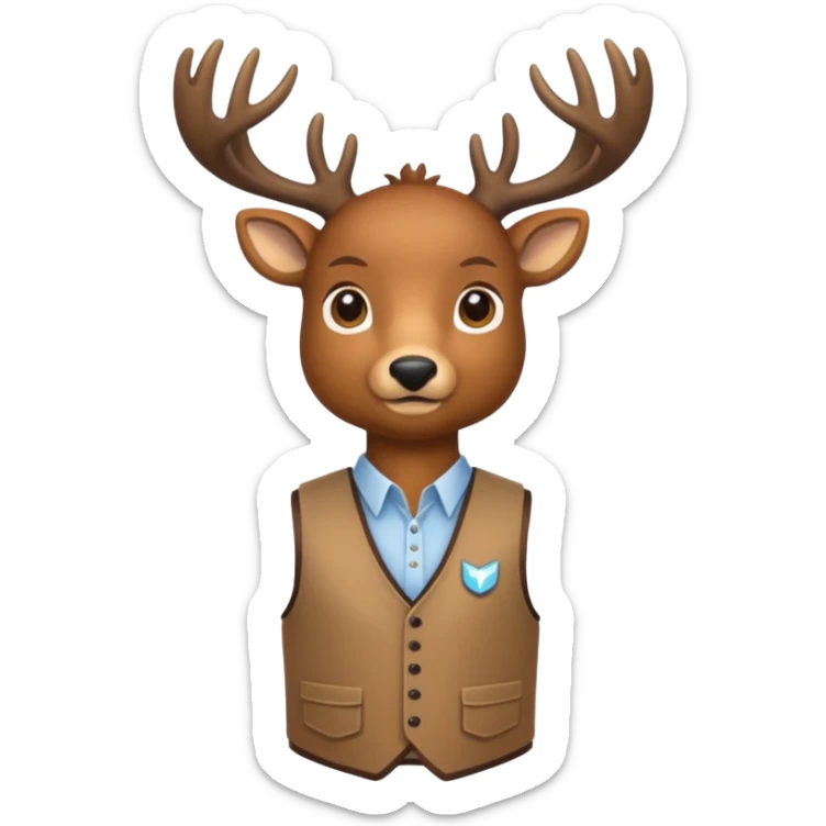 crea una mascota de equipo que sea un venado y lleve un chaleco con el nombre de telamon sticker