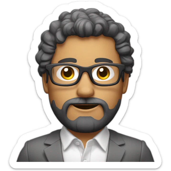 persona mayor pelo blanco, con barba blanca y gafas transparentes con camisa rosa sticker