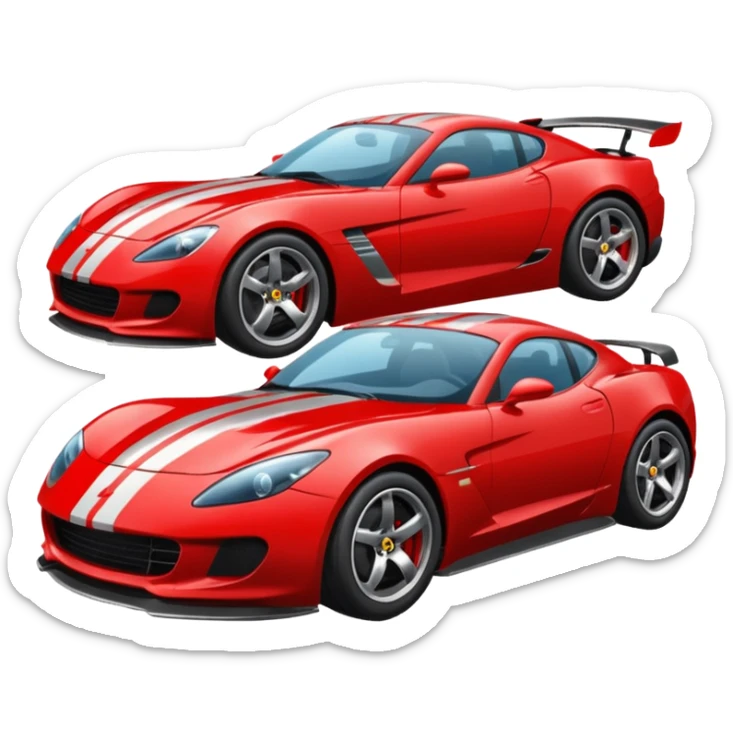 Draw a sleek sports car with shiny metallic paint & racing stripes. sticker