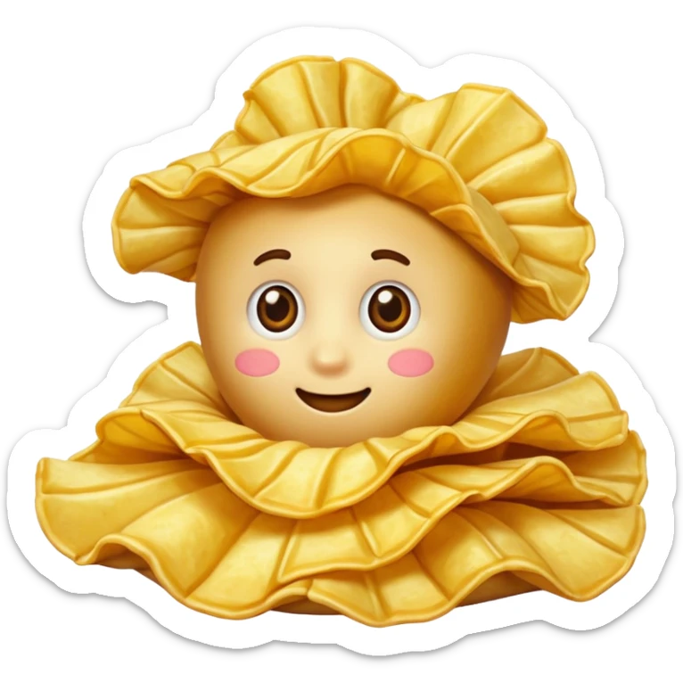 Illustrate a realistic close-up of Ruffles chips showing wavy ridges & golden crunch. sticker