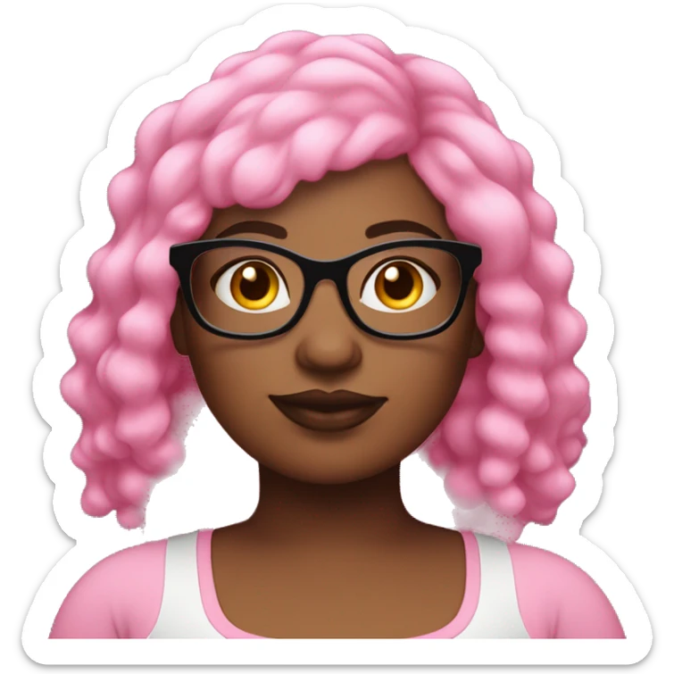 Plus size black woman with pink hair, a black mole, and colorful eyeglasses  sticker