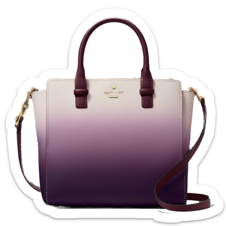 Realistic isolated dark plum to dark wine color ombre Kate Spade satchel purse.  sticker