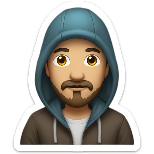 it nerd in hoodie with fisherman beanie and mustache and beard brown hair sticker