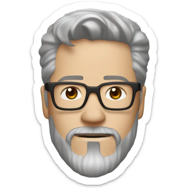 Un homme blanc avec des lunettes de tony stark argentée, avec une barbe de 10cm châtain et les cheveux aussi. les cheveux plus courts sur les tempes sticker