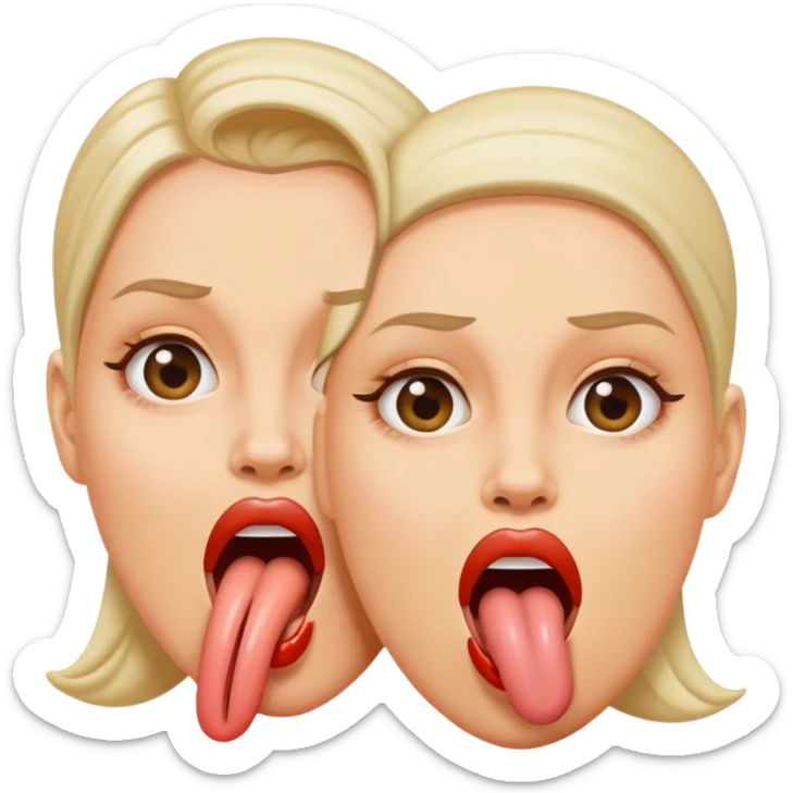 woman with two heads sticking out their tongues sticker