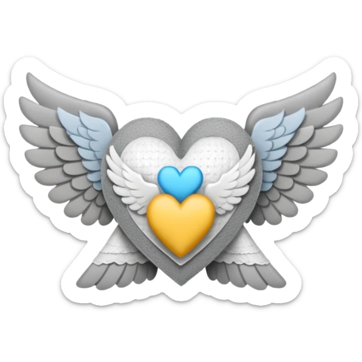 grisgray heart with wings and a hospital bandage (all gray) sticker