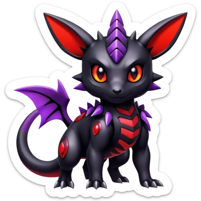 Shiny Badass Gothic Modern Futuristic Cute Guilmon-Umbreon-Salandit-hybrid sticker