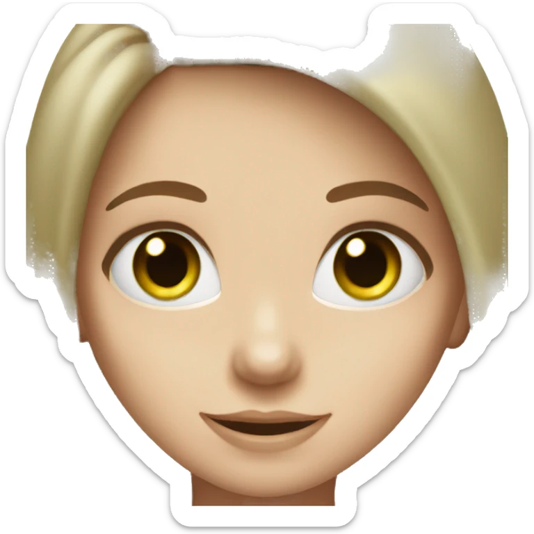 White girl with green eyes and brown hair smiling  sticker