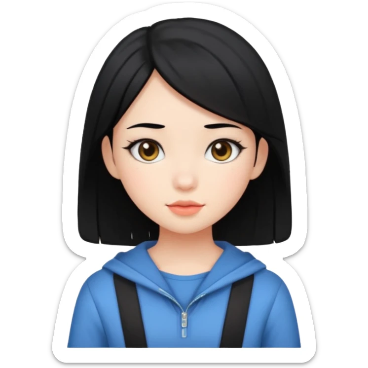 Gadis cantik, lucu, aesthetic, rambut pendek warna hitam baju aesthetic  sticker