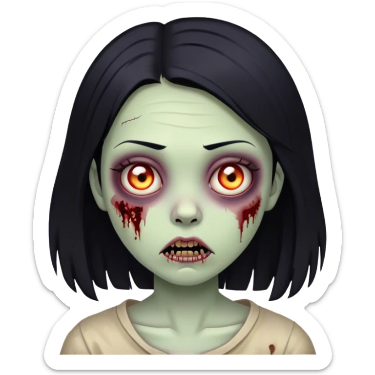 Girl young with hair black zombie sticker