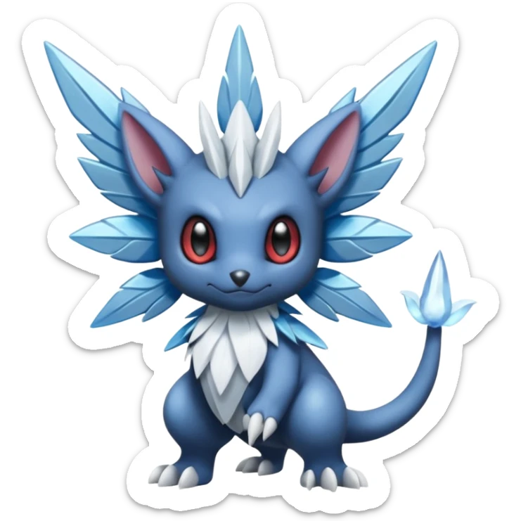 Elemental dark dusky mechanical frosty fairy-like fantasy epic rare Glalie-Sneasel-Togetic-Pokémon-Fakémon-hybrid-creature sticker
