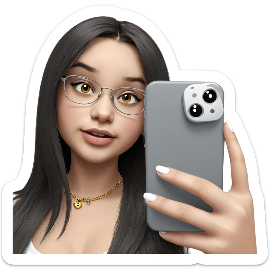 girl taking selfie with jewelry sticker
