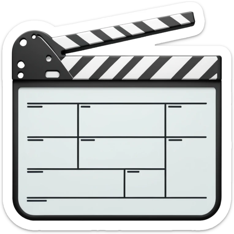 side view of film slate outline, just essential black lines, no color or fill sticker