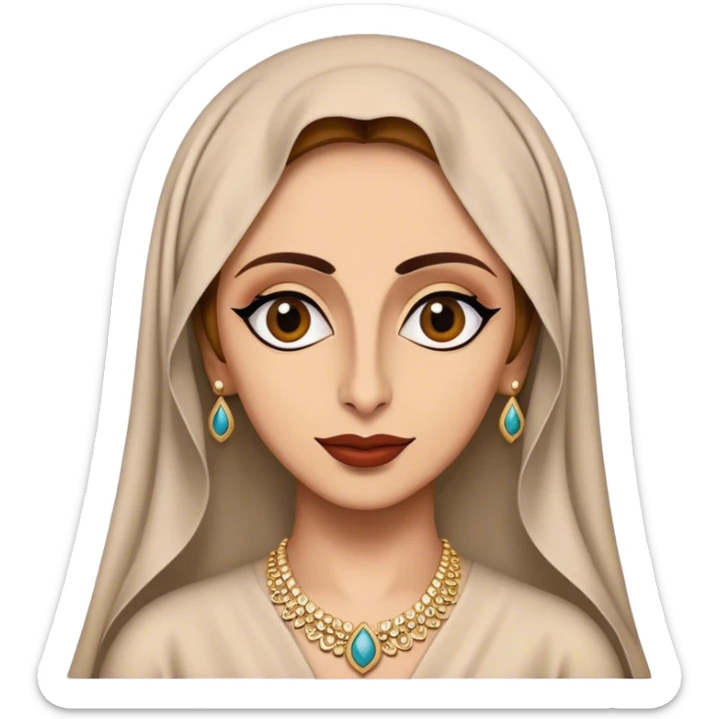 Cinematic Realistic Fairuz Portrait Emoji, depicted as an iconic Lebanese singer with graceful soulful expression and elegant attire, rendered with lifelike textures and warm radiant lighting that captures her timeless musical allure. sticker