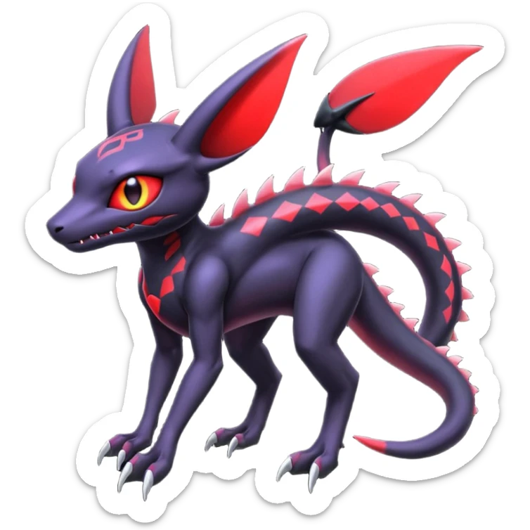 Gothic Edgy Badass Cool Genesect-Umbreon-Salandit-Fakémon-hybrid-creature (full body)  sticker