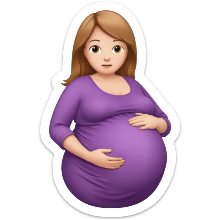 very heavily pregnant overdue woman with super  huge belly sticker