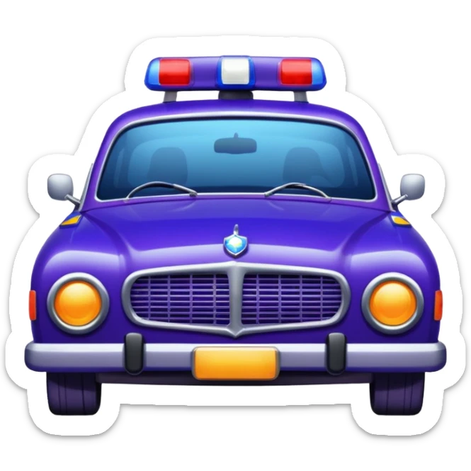 Car police flashing light in dark purple and dark blue tones. The style is realistic, a little vintage sticker