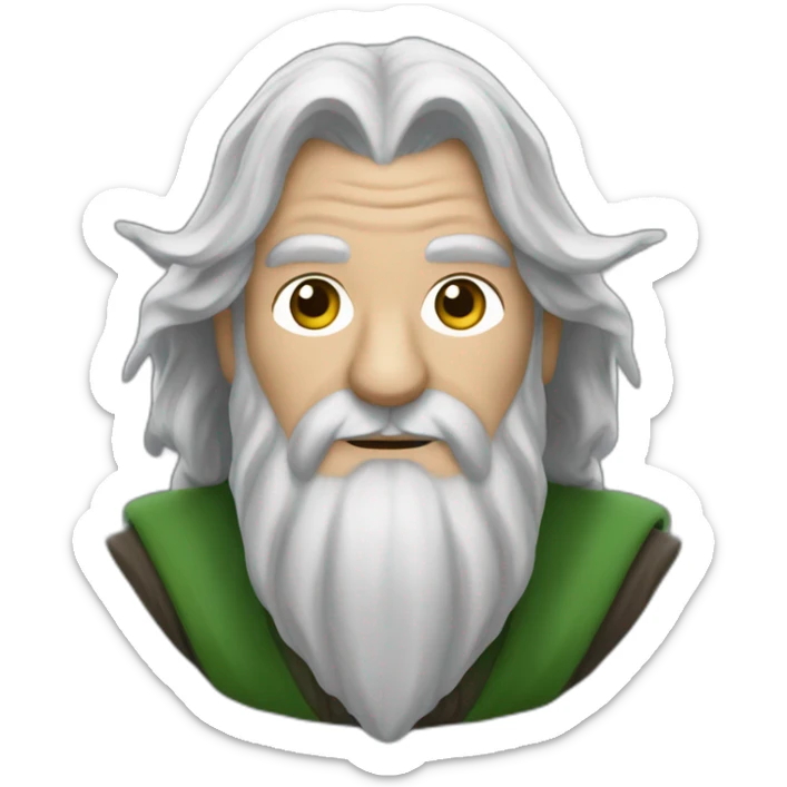 Mago parecido al Gandalf pero con un traje verde y barba negra sticker