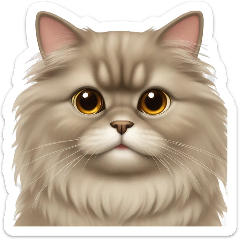 Brown fluffy chinchilla Persian cat with brown eyes. Make it look feminine  sticker