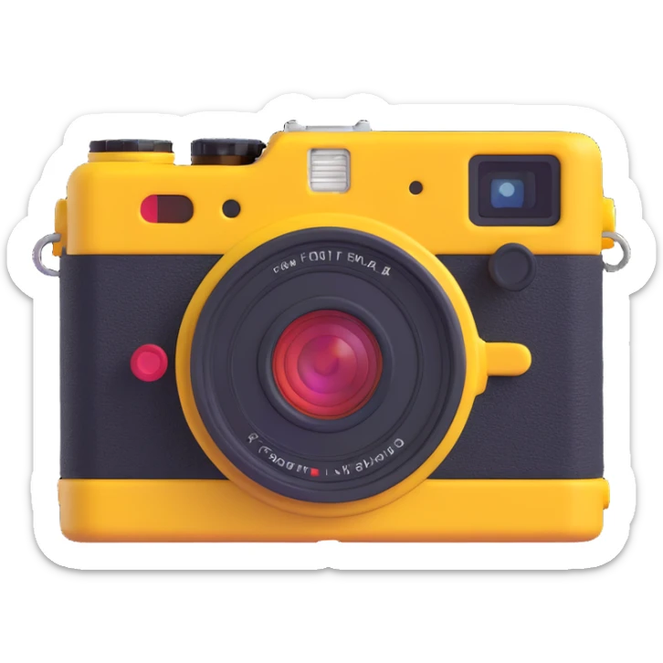 colorful, high quality 3D emoji of a Canon P rangefinder camera, detailed and vibrant sticker