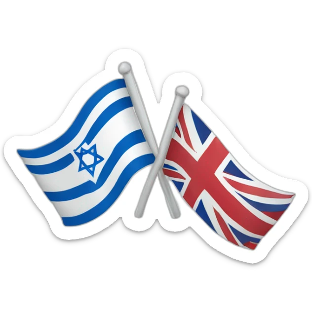 flag of israel and flag of England, waving together sticker