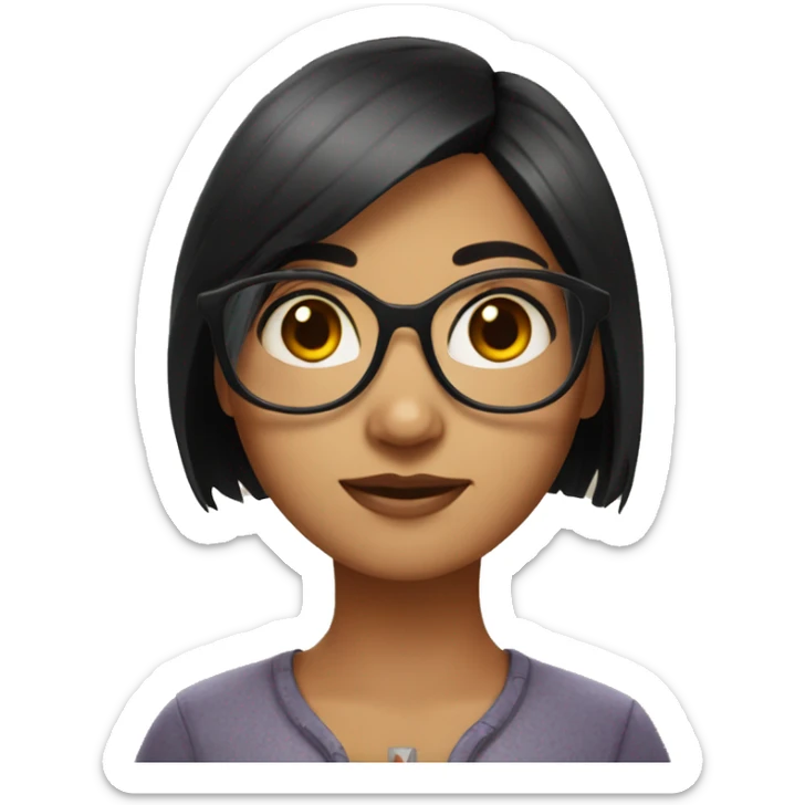 A girl with black hair wearing a glasses with short hair and looks like north eastern indian  sticker
