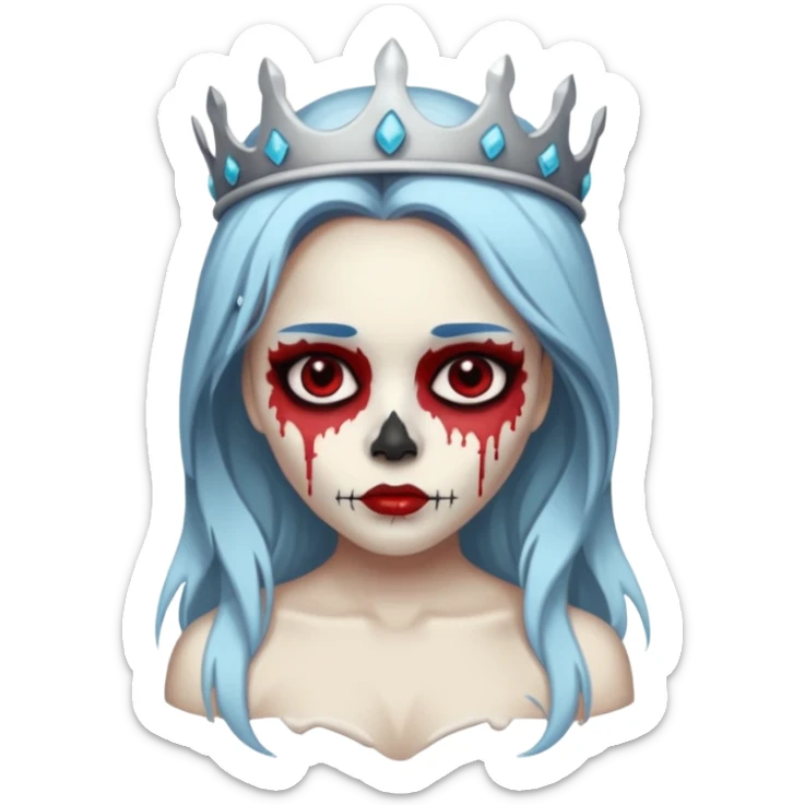 An attractive Alaskan princess, full body, facing to the right. In the style of your bleeding skull art. Full body facing in the right side of the screen sticker