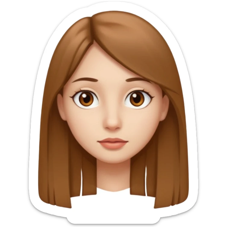 JE VOUDRAIS UNE FILLE AUX YEUX MARRONS UN PETIT NEZ LES LEVRE MOYENNE AVC DES CHEVEUX LISSE DETACHE MARRON CLAIR long  sticker