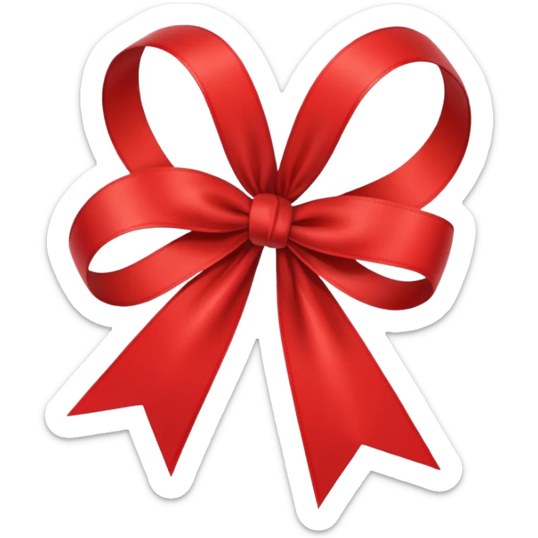 single red ribbon, neatly tied bow, isolated on white background, high detail, soft natural lighting, no text, no watermark --ar 1:1 --v 6
 sticker