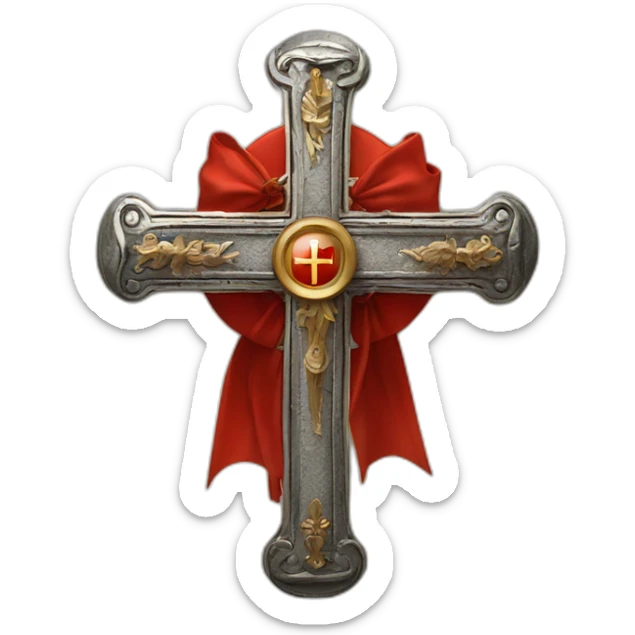 Cross of the Order of the Holy Sepulchre un red with little cross in sticker