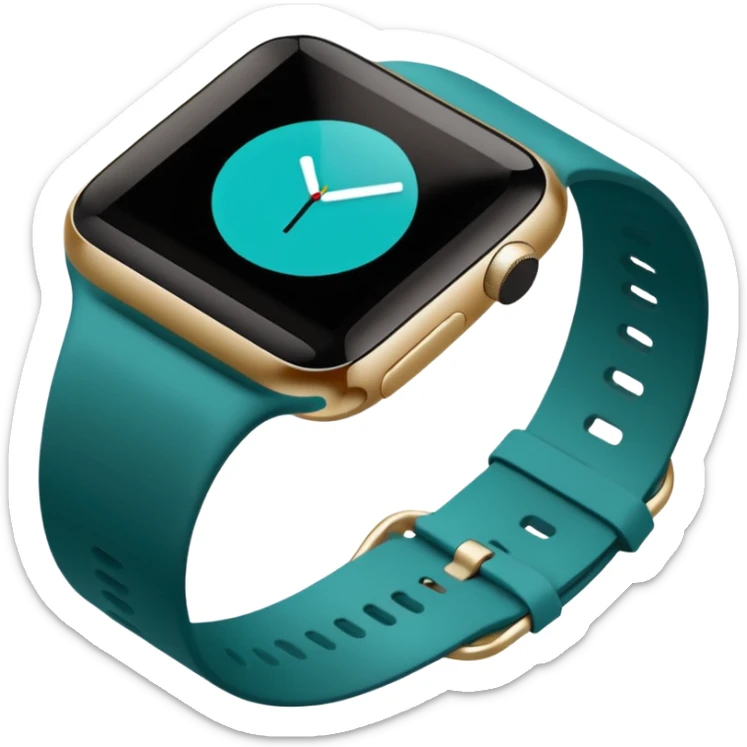 a teal fitbit band and an black apple watch lying flat in the style of an ios emoji  sticker