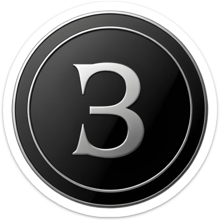 Emoji icon of a metal coin with engraved letter 8, minimalist style, isolated, only black color sticker